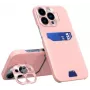 iLike Apple iPhone 14 Pro Custodia in pelle con supporto e porta carte Rosa