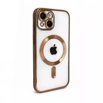 iLike custodia TPU Electroplate per Apple iPhone 15 compatibile MagSafe trasparente oro