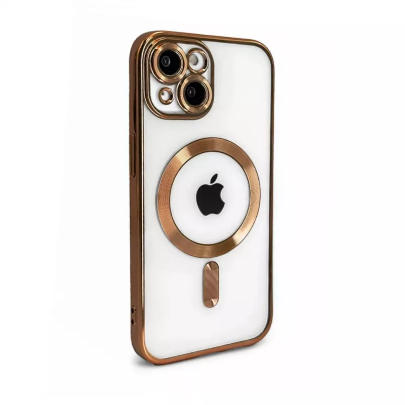 iLike custodia TPU Electroplate per Apple iPhone 15 compatibile MagSafe trasparente oro