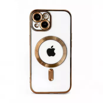 iLike custodia TPU Electroplate per Apple iPhone 15 compatibile MagSafe trasparente oro