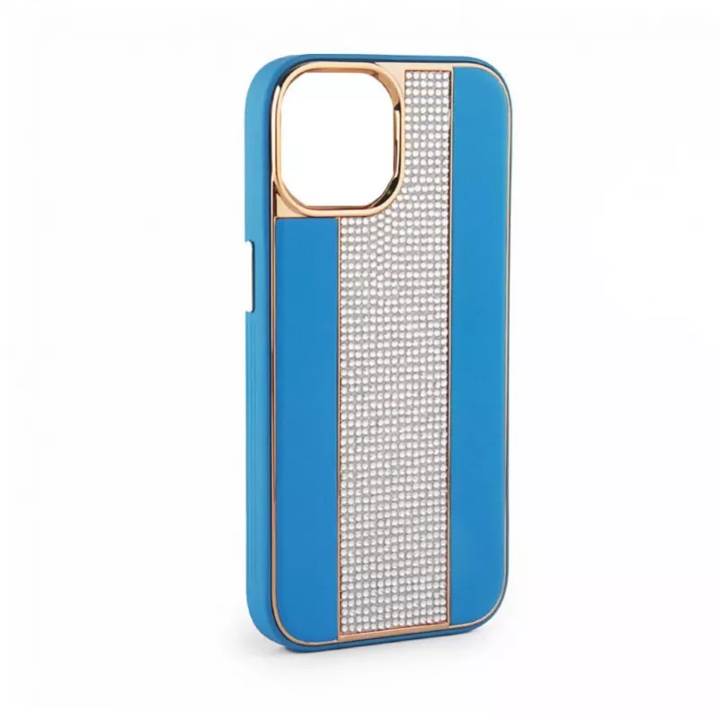 iLike Apple iPhone 15 Pro Max Custodia in Pelle con Diamanti Blu