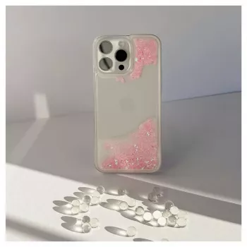 iLike Apple iPhone 15 Pro Max Custodia in silicone Water Glitter rosa