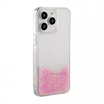 iLike Apple iPhone 15 Pro Custodia in silicone Water Glitter rosa