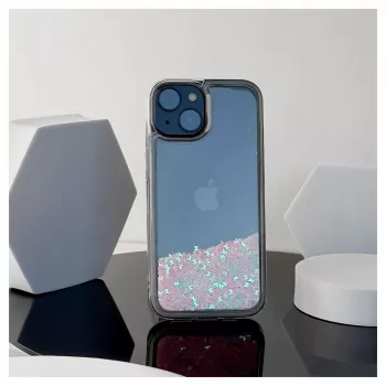 iLike Apple iPhone 15 Custodia in silicone Water Glitter rosa