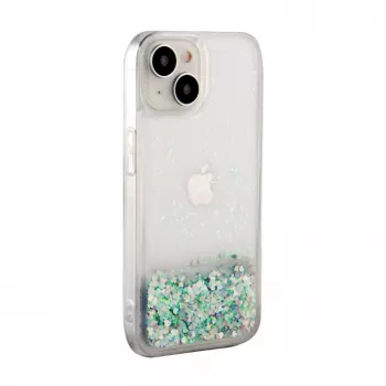 iLike Apple iPhone 15 custodia in silicone Water Glitter argento