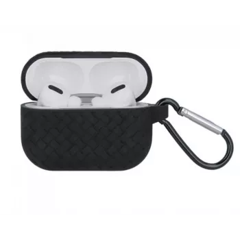 iLike custodia in silicone intrecciato per Apple AirPods Pro - nero