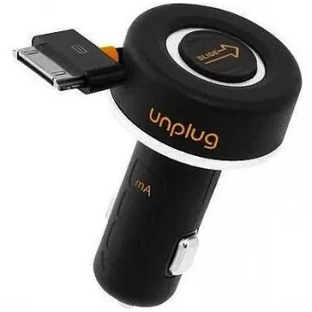 iLike CCU1000IPH Caricabatterie rapido compatto da auto per iPod iPhone 4 4S 30Pin 1A con cavo avvolgibile nero
