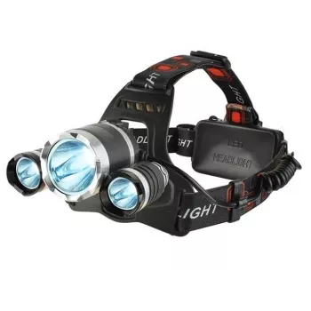 iLike CP-HDL-BK Torcia frontale, lampada frontale, 3x LED CREE, abbagliante potente, nero