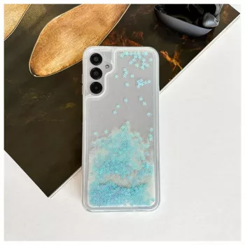 iLike custodia in silicone Water Glitter blu per Samsung Galaxy A14 5G