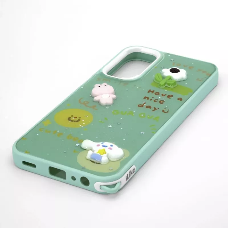 iLike Samsung Galaxy A15 Cover in resina cartoon verde chiaro