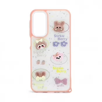 iLike Samsung Galaxy A15 Cover in resina cartoon bianco rosa