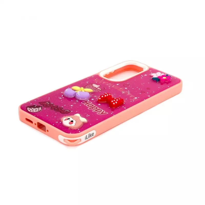 iLike Samsung Galaxy A55 Cover in resina cartoon rosso rosa