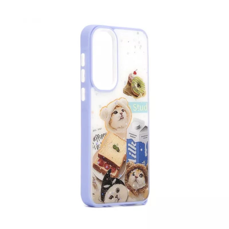 iLike cover Epoxy Cartoon bianco blu per Samsung Galaxy A55