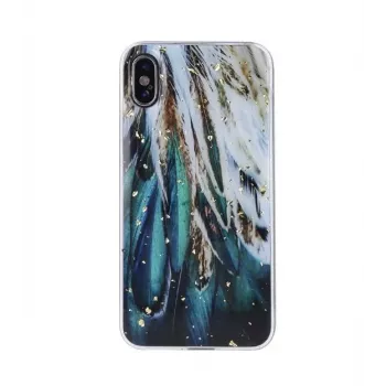 iLike Custodia Samsung Gold Glam per Samsung Galaxy A53 5G - Design Piume, Trasparente con Dettagli Dorati