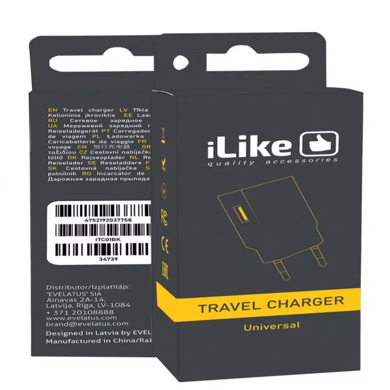 iLike Caricabatterie da viaggio ITC01 nero