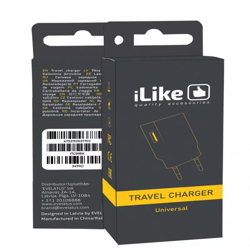 iLike caricabatterie da viaggio ITC01 bianco - caricabatterie da parete 5W USB-A con spina EU