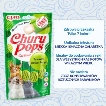 INABA Churu Pops tonno con pollo snack per gatti 4x15 g