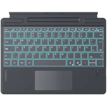 Inateck Surface Pro 8/9/X/11 tastiera – grigio, QWERTZ tedesco, retroilluminata con touchpad