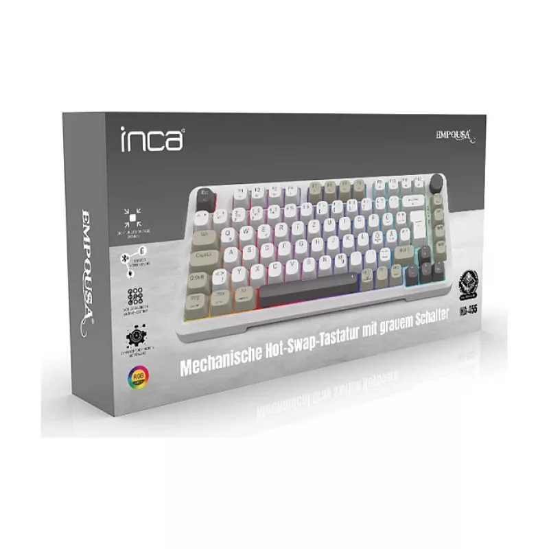 INCA tastiera gaming RGB GraySwitch USB-C/BT 2,00 m bianco (IKG-455)