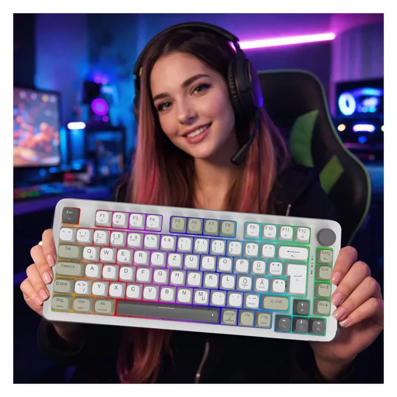 INCA tastiera gaming RGB GraySwitch USB-C/BT 2,00 m bianco (IKG-455)