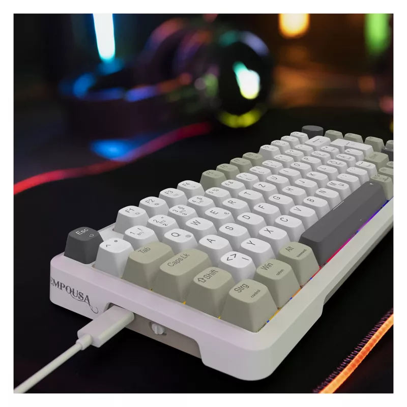 INCA tastiera gaming RGB GraySwitch USB-C/BT 2,00 m bianco (IKG-455)