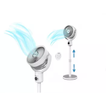 INCA IAF-01B ventilatore a piantana con batteria, motore BLDC, 5 velocità, display LED, bianco