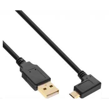 InLine cavo Micro-USB 2.0, connettore USB-A a connettore Micro-B angolare, contatti dorati, 0,5 m