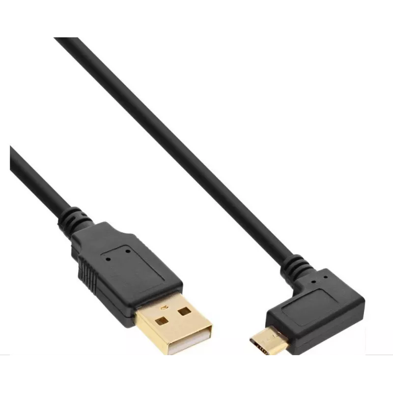 InLine cavo Micro-USB 2.0, connettore USB-A a connettore Micro-B angolare, contatti dorati, 0,5 m