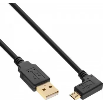 InLine cavo Micro-USB 2.0, connettore USB-A a connettore Micro-B angolare, contatti dorati, 0,5 m