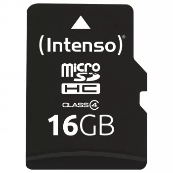 Intenso 16GB MicroSDHC Class 4 scheda di memoria con adattatore SD, fino a 21 MB/s velocità di lettura, nero