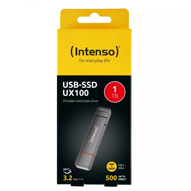 Intenso UX100 1TB SSD esterna, USB 3.2 Gen 1, Nero
