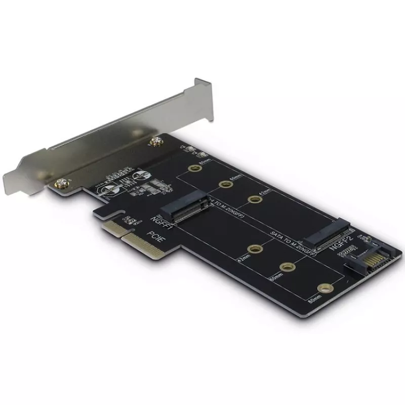Inter-Tech Scheda adattatore PCIe KT015 PCIe x4 su M.2 NVMe + SATA su M.2