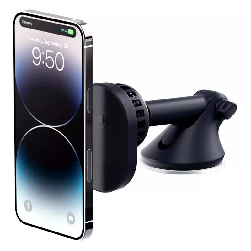 iOttie Velox Pro supporto di ricarica wireless magnetico attivo per auto per MagSafe iPhone, nero con dettagli oro