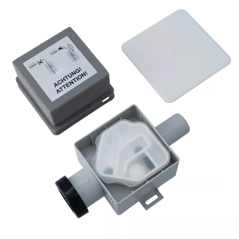 IVENSIS ISN32 Fossa biologica a incasso 100x100 - ABS bianco, scarico 32mm, sifone