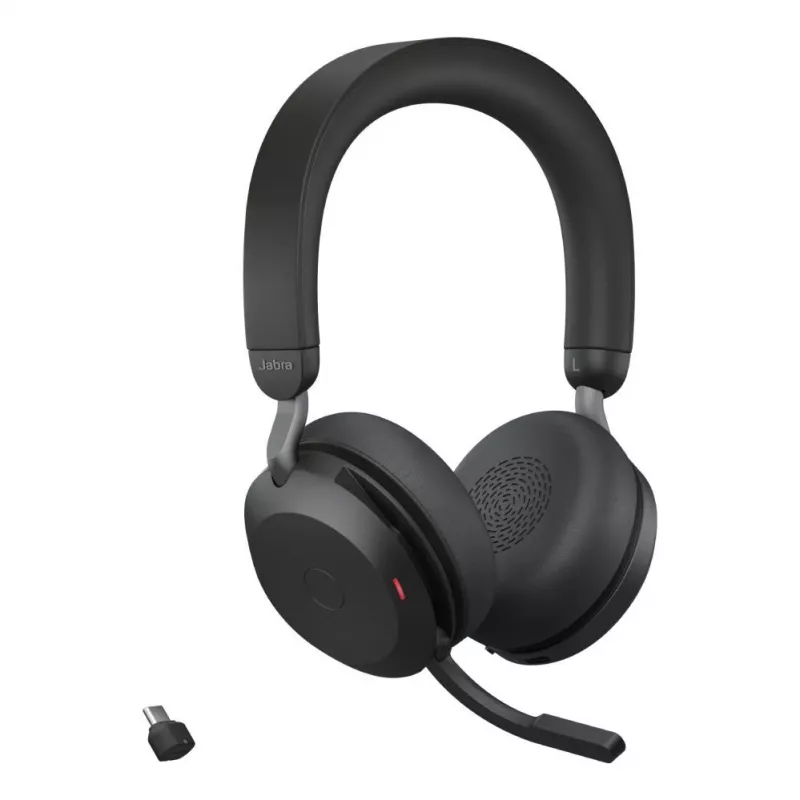 Jabra Evolve2 75 headset Bluetooth wireless con cancellazione attiva del rumore, certificato Microsoft Teams, nero