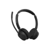 Jabra Evolve3 45 Cuffie stereo con Link 390a adattatore USB-A e base di appoggio, certificato UC, nero