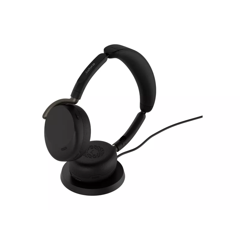 Jabra Evolve3 65 Flex UC cuffie con microfono, Link 390c, base di ricarica wireless, nero