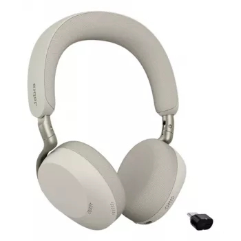 Jabra Evolve3 75 UC headset Bluetooth on-ear wireless con cancellazione del rumore e adattatore Link 390c (Warm Grey)
