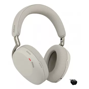 Jabra Evolve3 85 UC cuffie wireless over-ear con cancellazione attiva del rumore e adattatore Link 390C, Warm Grey