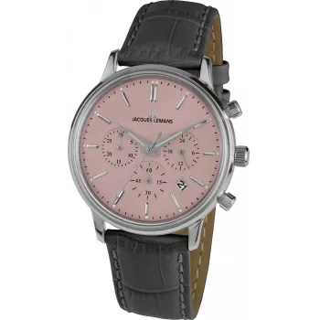 JACQUES LEMANS Liverpool orologio cronografo uomo 1-209F 39mm acciaio inox quadrante nero