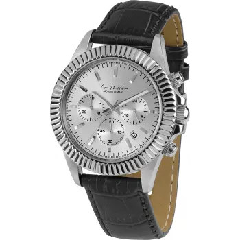 JACQUES LEMANS LP-111B orologio unisex al quarzo analogico cassa in acciaio inox quadrante argento bracciale in pelle nera