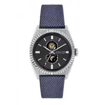 JASON HYDE Uomo JH41001 Orologio al quarzo analogico 40mm cassa in acciaio inox quadrante blu cinturino in pelle marrone