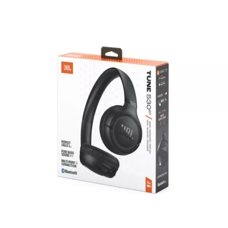JBL Tune 530BT Cuffie on-ear wireless con Pure Bass, Bluetooth 5.3, batteria 57 ore, nero