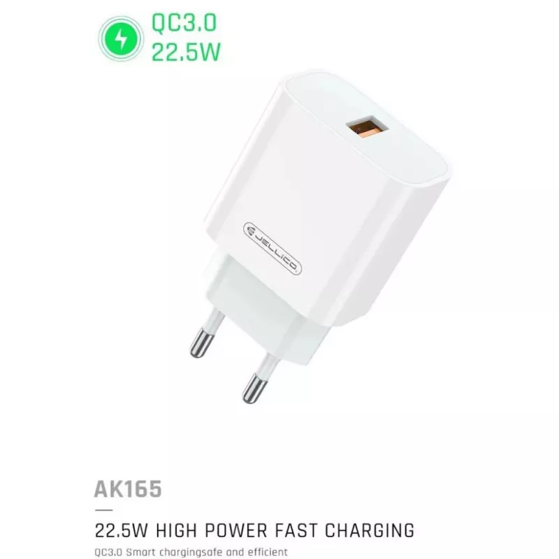 Caricatore rapido smart Jellico AK-165 USB 22.5W QC 3.0 1x USB (5-12V) bianco