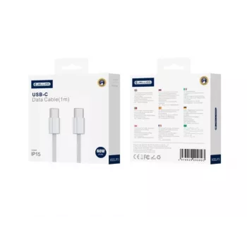 Jellico IP15 cavo in cotone intrecciato iPhone 15 / 16 USB-C a USB-C per dati e ricarica Fast PD 60W 1m bianco