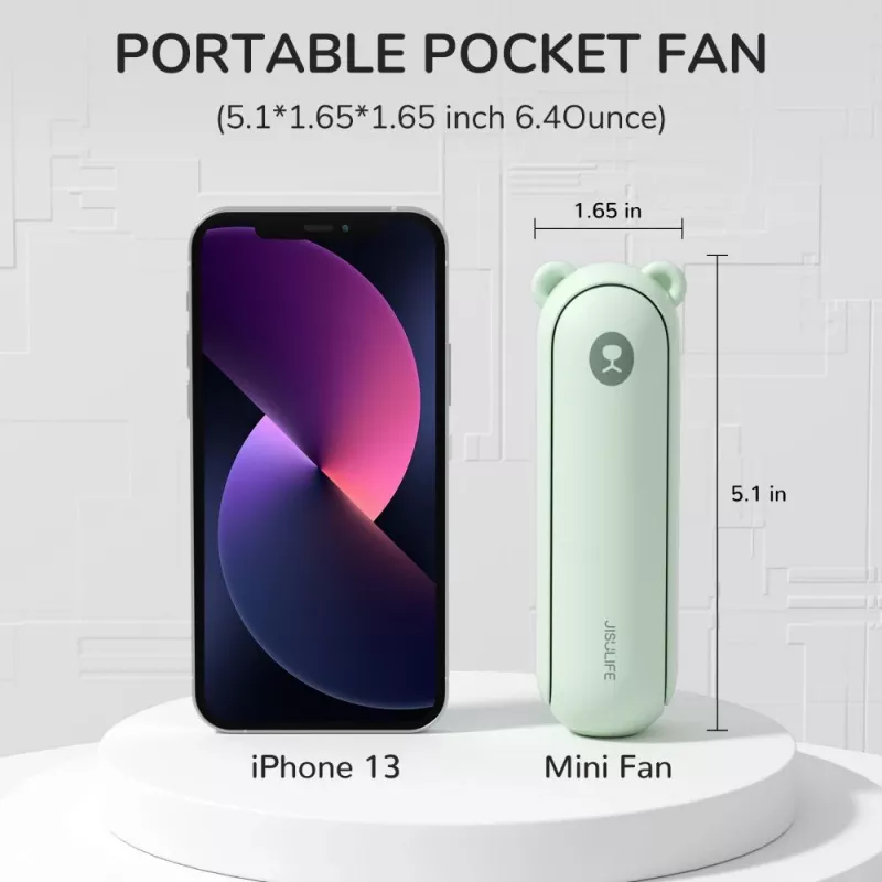 JISULIFE ventilatore portatile 8 Plus 5000mAh USB-C ventilatore portatile ricaricabile con power bank e display LED - verde
