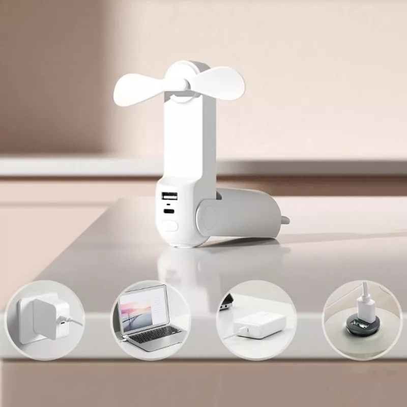 JISULIFE ventilatore portatile 8 Plus White - 5000mAh, USB-C, 46h di autonomia, display LED, power bank