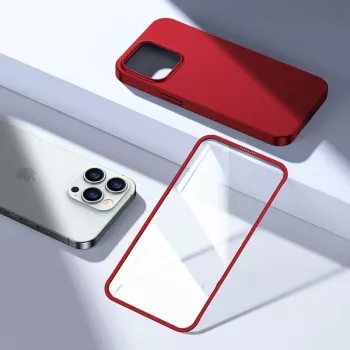 Joyroom 360 Full Case fronte e retro per iPhone 13 Pro Max + pellicola protettiva in vetro temperato rosso (JR-BP928 rosso)