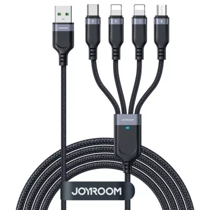 Joyroom cavo di ricarica 4-in-1 USB-A a 2x Lightning / USB-C / Micro USB, 3,5A, 1,2m, nero (serie A18)