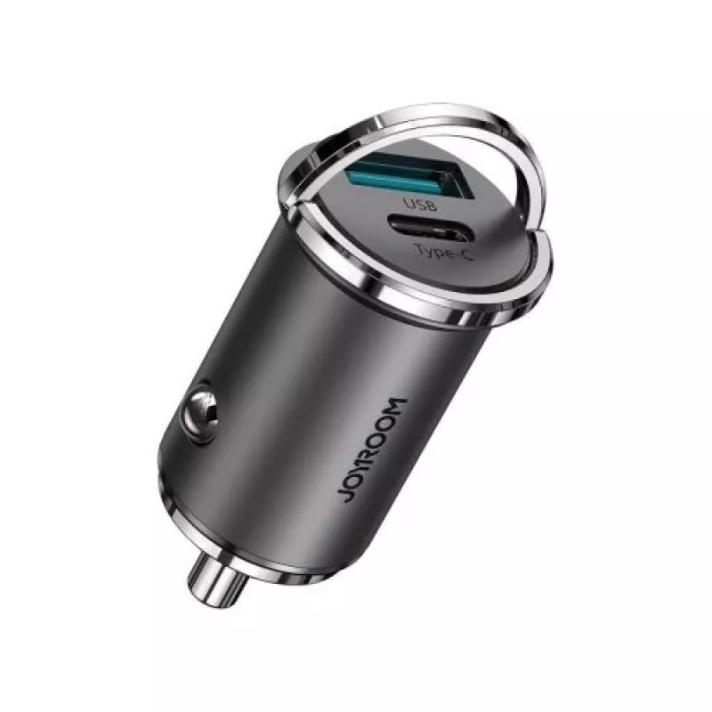 JOYROOM Caricabatterie da Auto USB 45W con USB-C e USB-A, Power Delivery, Quick Charge 3.0, AFC, SCP, Grigio (C-A35)